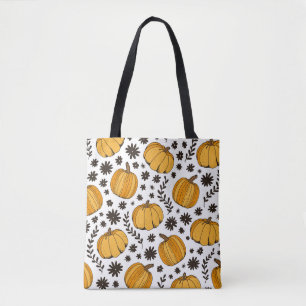Pumpkin sketches: hand-drawn seamless pattern. tote bag