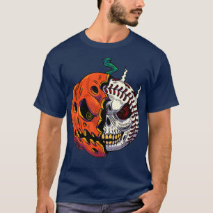 Pumpkin Skull Design For Men Boys Halloween Baseba T-Shirt