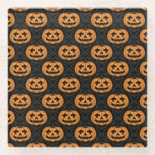 Pumpkin Skull Glass Coaster