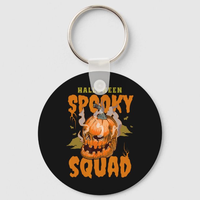 Pumpkin Skull Halloween Spooky Squad Graphic Men  Key Ring (Front)
