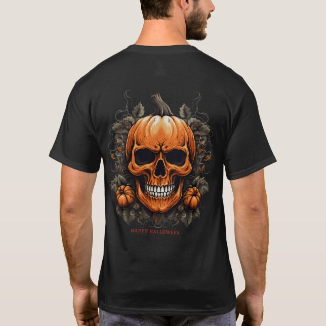 Pumpkin Skull Halloween T-Shirt (Back)
