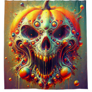 Pumpkin Skull Shower Curtain