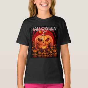 PUMPKIN SKULLS SKELETON HALLOWEEN  T-Shirt