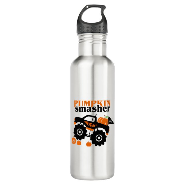 Pumpkin Smasher Boys Halloween Monster Truck 710 Ml Water Bottle (Front)