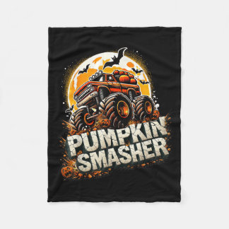 Pumpkin Smasher Monster Truck Halloween Moon Men B Fleece Blanket