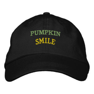PUMPKIN SMILE Text Black Color Halloween Style-Hat Embroidered Hat