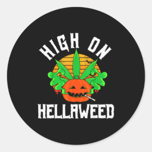 Pumpkin Smoking Weed Costume Retro Funny Halloween Classic Round Sticker