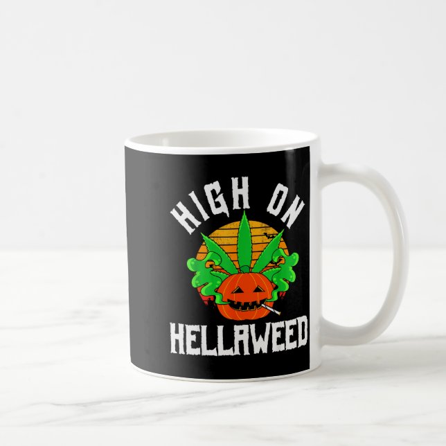 Pumpkin Smoking Weed Costume Retro Funny Halloween Coffee Mug (Right)