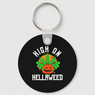 Pumpkin Smoking Weed Costume Retro Funny Halloween Key Ring