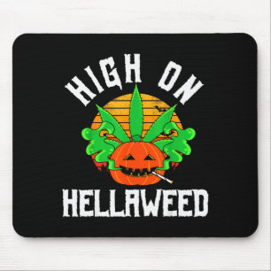 Pumpkin Smoking Weed Costume Retro Funny Halloween Mouse Pad