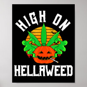 Pumpkin Smoking Weed Costume Retro Funny Halloween Poster