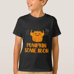 Pumpkin Some Iron Fun Halloween Gym Workout Liftin T-Shirt