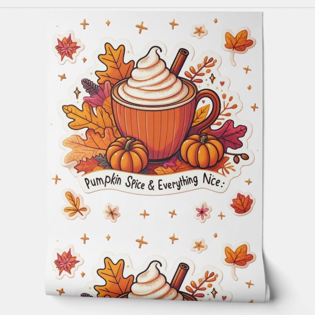 Pumpkin Spice Aesthetic Cosy Autumn Pattern Wallpaper (Unrolling)