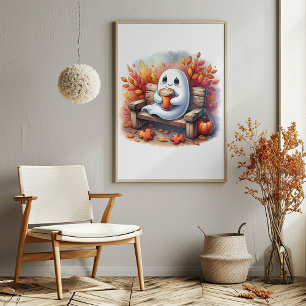 Pumpkin Spice and Boo – Cute Ghost Autumn Wall Art