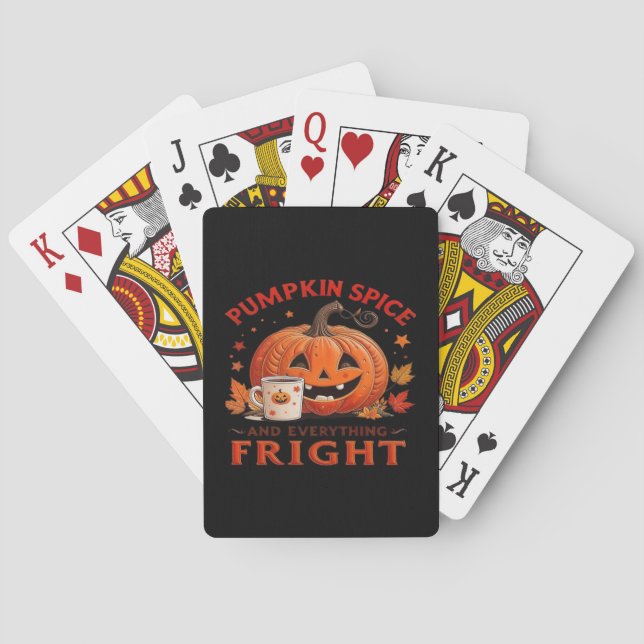 Pumpkin Spice And Everything Fright Halloween Desi Playing Cards (Back)