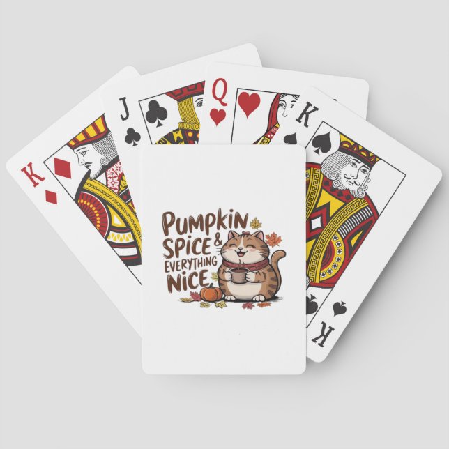 Pumpkin Spice And Everything Nice Cute Fat Cat Aut Playing Cards (Back)