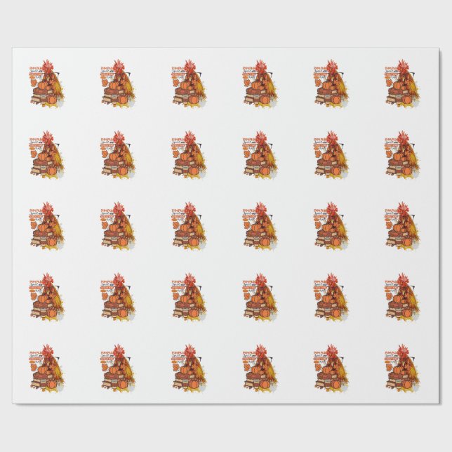 Pumpkin Spice and Everything Nice Fall Chicken Vib Wrapping Paper (Flat)