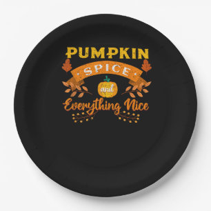 Pumpkin Spice And Everything Nice Fall Coffee Latt Paper Plate