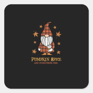Pumpkin Spice And Everything Nice Fall Gnome Drink Square Sticker
