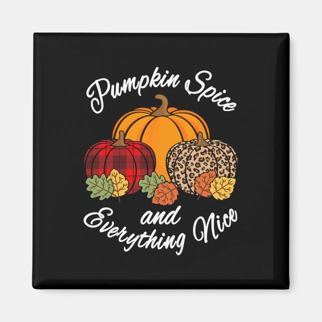 Pumpkin Spice And Everything Nice Fall Plaid Leopa Magnet (Front)