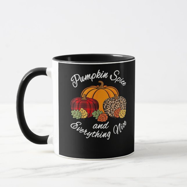 Pumpkin Spice And Everything Nice Fall Plaid Leopa Mug (Left)