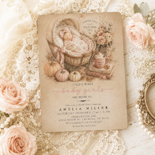Pumpkin Spice and Everything Nice Girl Baby Shower Invitation