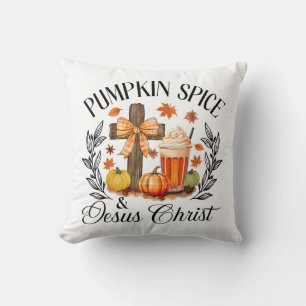 Pumpkin Spice And Jesus Christ Cross Pumpkin Chris Cushion