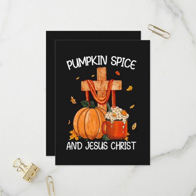 Pumpkin Spice and Jesus Christ Invitation Postcard (Front/Back In Situ)