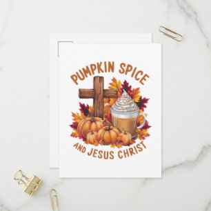 Pumpkin Spice and Jesus Christ Invitation Postcard