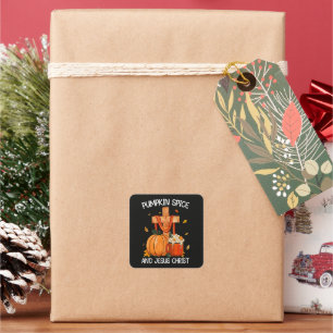 Pumpkin Spice and Jesus Christ Square Sticker