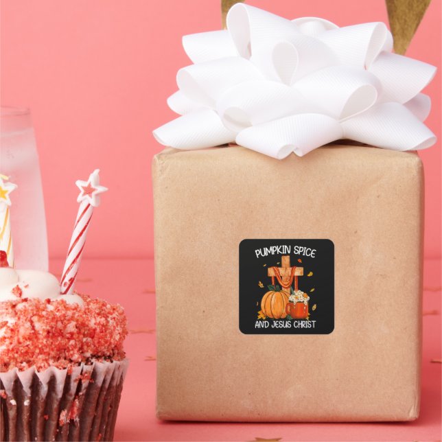 Pumpkin Spice and Jesus Christ Square Sticker (Party)