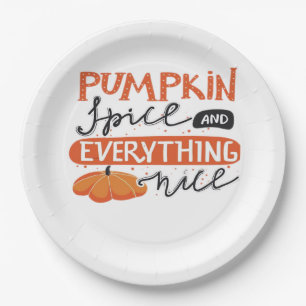 Pumpkin Spice And Latte Paper Plate
