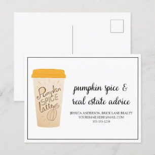Pumpkin Spice and Real Estate Advice Postcard