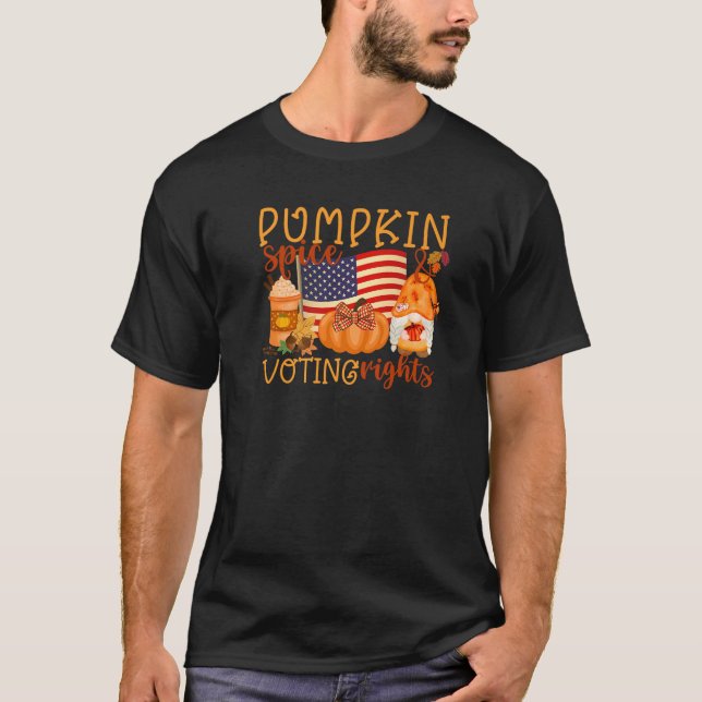 Pumpkin Spice and Voting Rights Fall Gnome USA fla T-Shirt (Front)