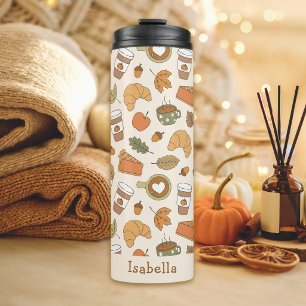Pumpkin Spice Autumn Pattern Name Fall Coffee  Thermal Tumbler