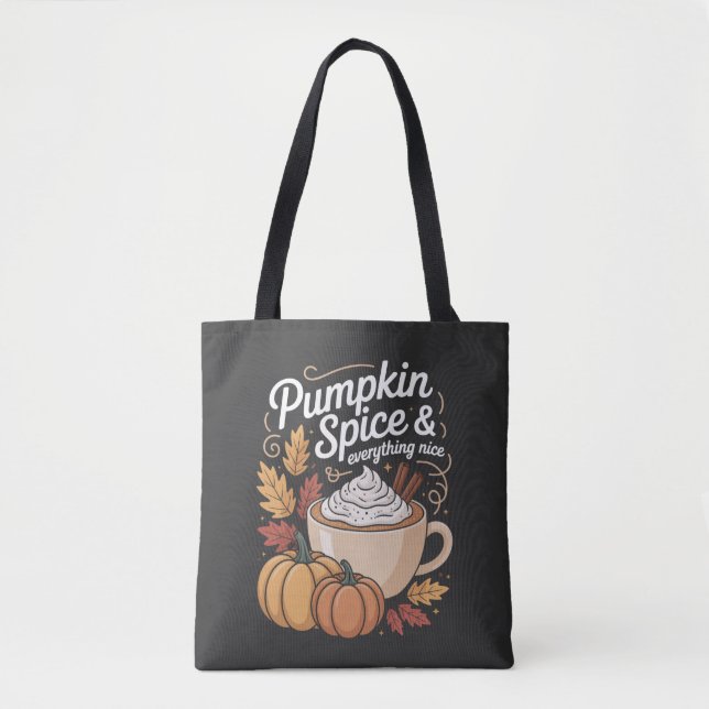 Pumpkin Spice Autumn Tote Bag (Front)