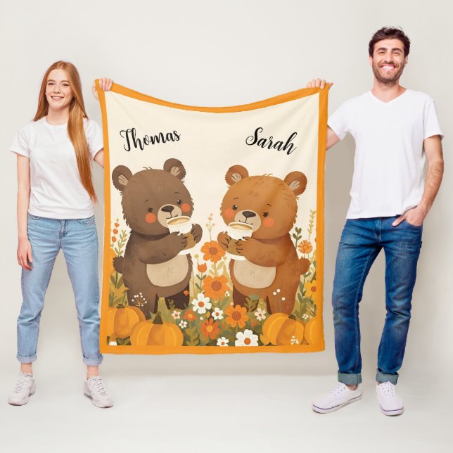 Pumpkin Spice Bear Fleece Blanket (In Situ)