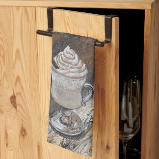 Pumpkin Spice Brown and Gold Kitchen Towel