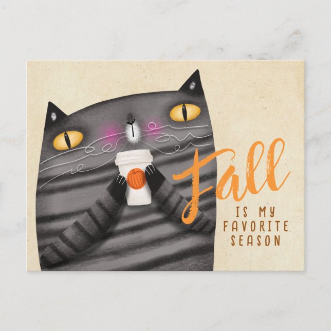 Pumpkin Spice Cat Thanksgiving Fall Decor Postcard (Front)