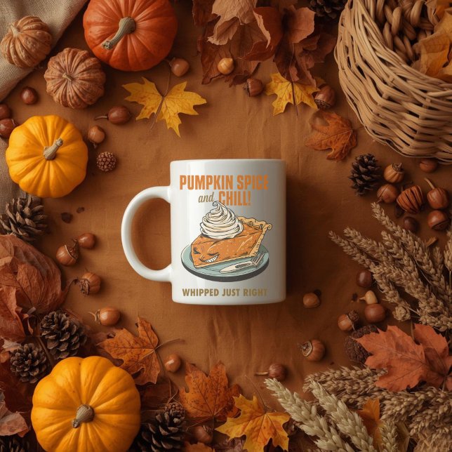 Pumpkin Spice & Chill Funny Thanksgiving Fall Pun  Coffee Mug (Creator Uploaded)
