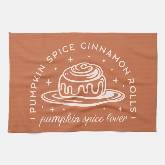 Pumpkin Spice Cinnamon Rolls Tea Towel (Horizontal)