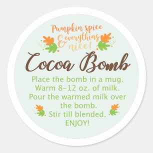 Pumpkin Spice Cocoa bomb labels, pumpkin Classic Round Sticker
