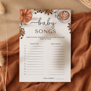 Pumpkin Spice Coffee Baby Shower Baby Songs Game Invitation