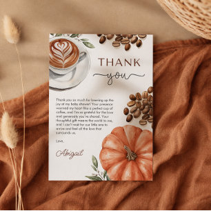Pumpkin Spice Coffee Baby Shower Thank You Card