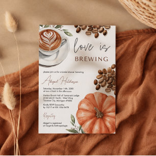 Pumpkin Spice Coffee Bridal Shower Love is Brewing Invitation