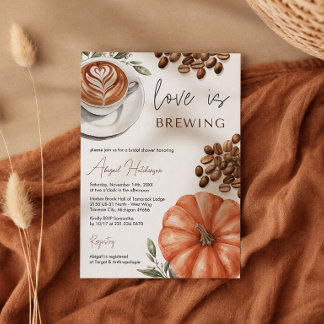 Pumpkin Spice Coffee Bridal Shower Love is Brewing Invitation