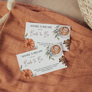 Pumpkin Spice Coffee Bridal Shower Recipe Enclosure Card