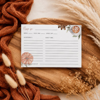 Pumpkin Spice Coffee Bridal Shower Recipe Enclosure Card