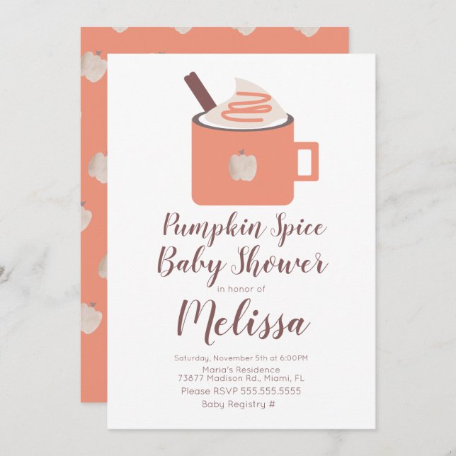 Pumpkin Spice Coffee Campfire Mug Fall Baby Shower Invitation (Front/Back)