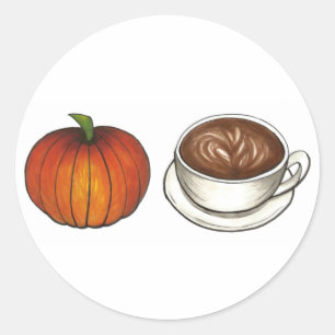 Pumpkin Spice Coffee Cup Latte Autumn Fall Harvest Classic Round Sticker